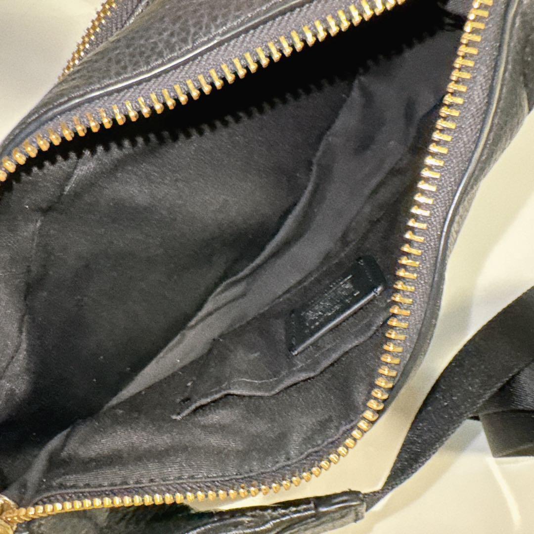 極美品　コーチ　ウエストポーチ　ボディバッグ　ネイビー　ペプルドレザー　6488