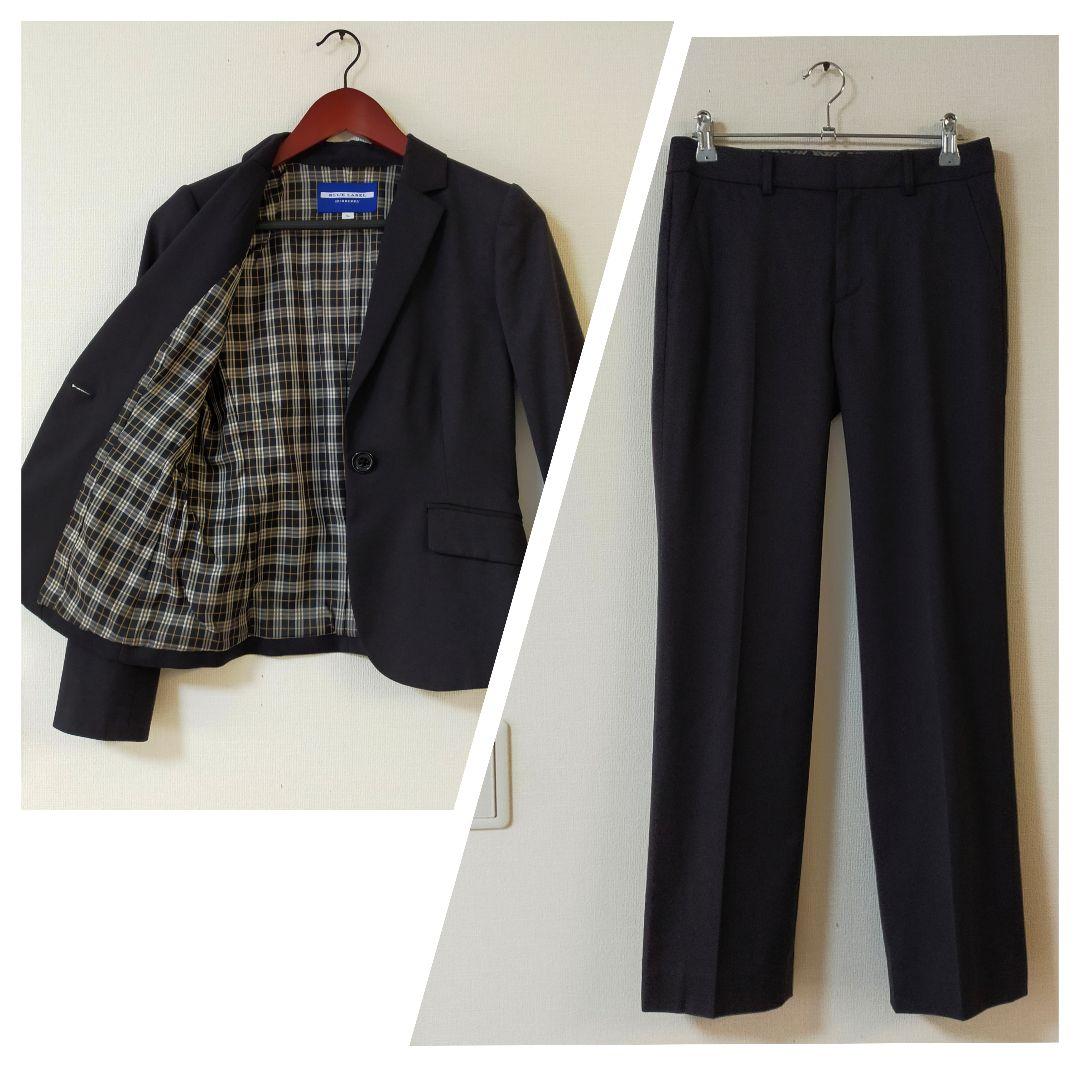 美品　BURBERRY　36　黒無地　パンツスーツ　セットアップ　ノバチェック