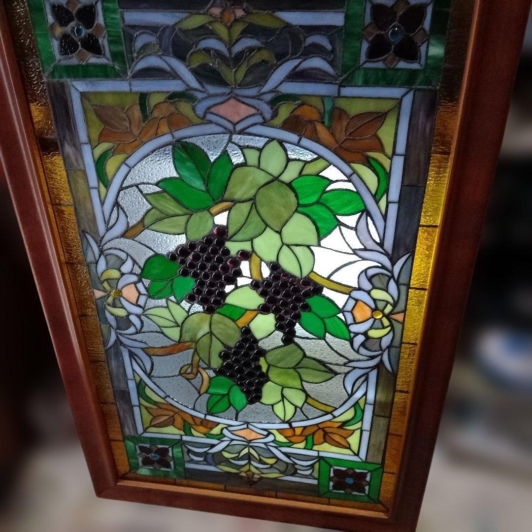 壁飾り 壁掛け ステンドグラス 葡萄柄 西洋アンティーク インテリア