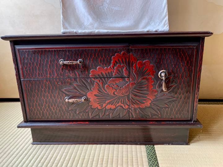 鎌倉彫 鏡台 ドレッサー 化粧台 一面鏡 メイク台