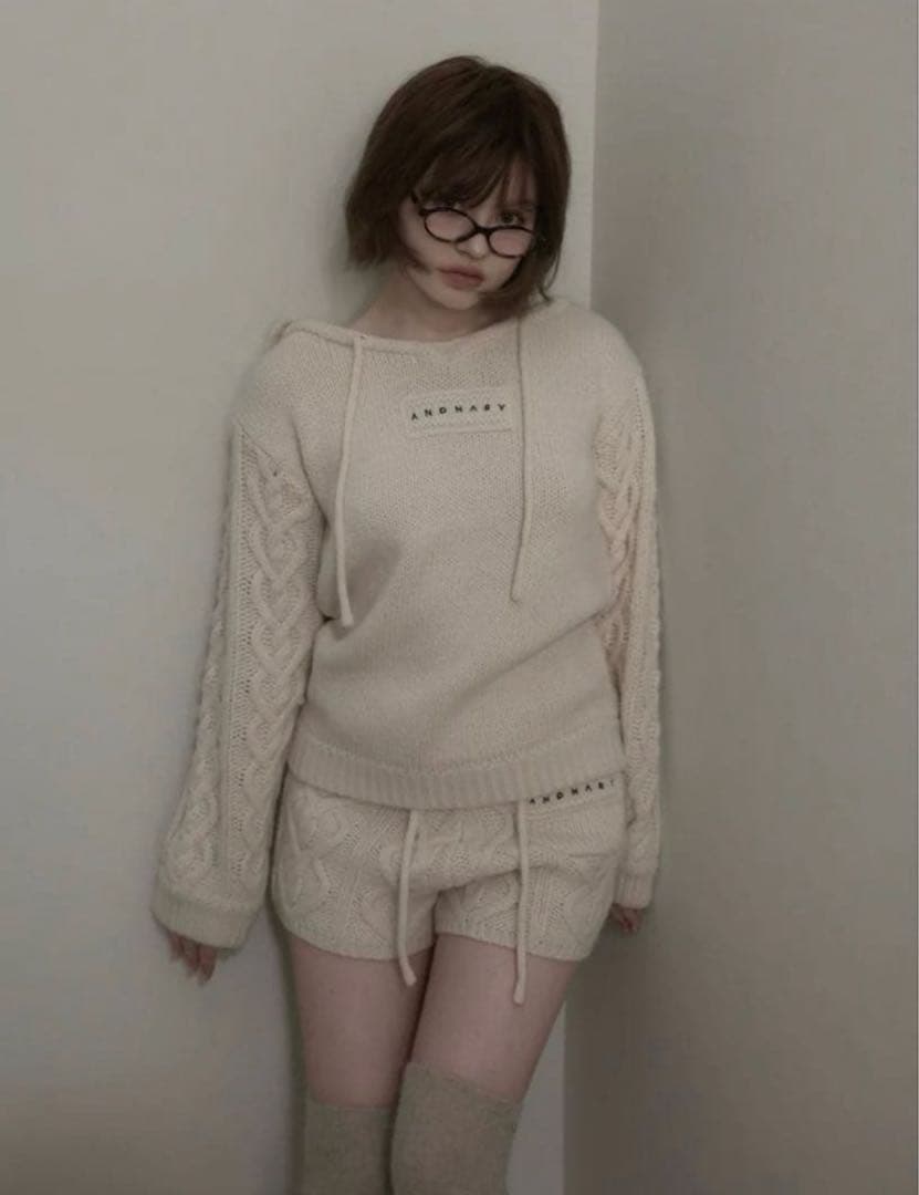 トップス ANDMARY Mou loose knit set up ivory