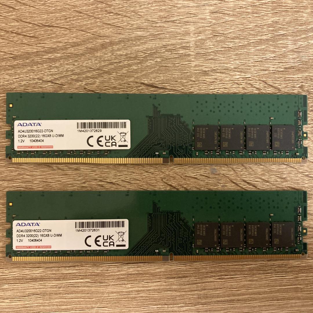 【動作保証付き】ADATA　DDR4-3200　32GB（16GB×2枚）
