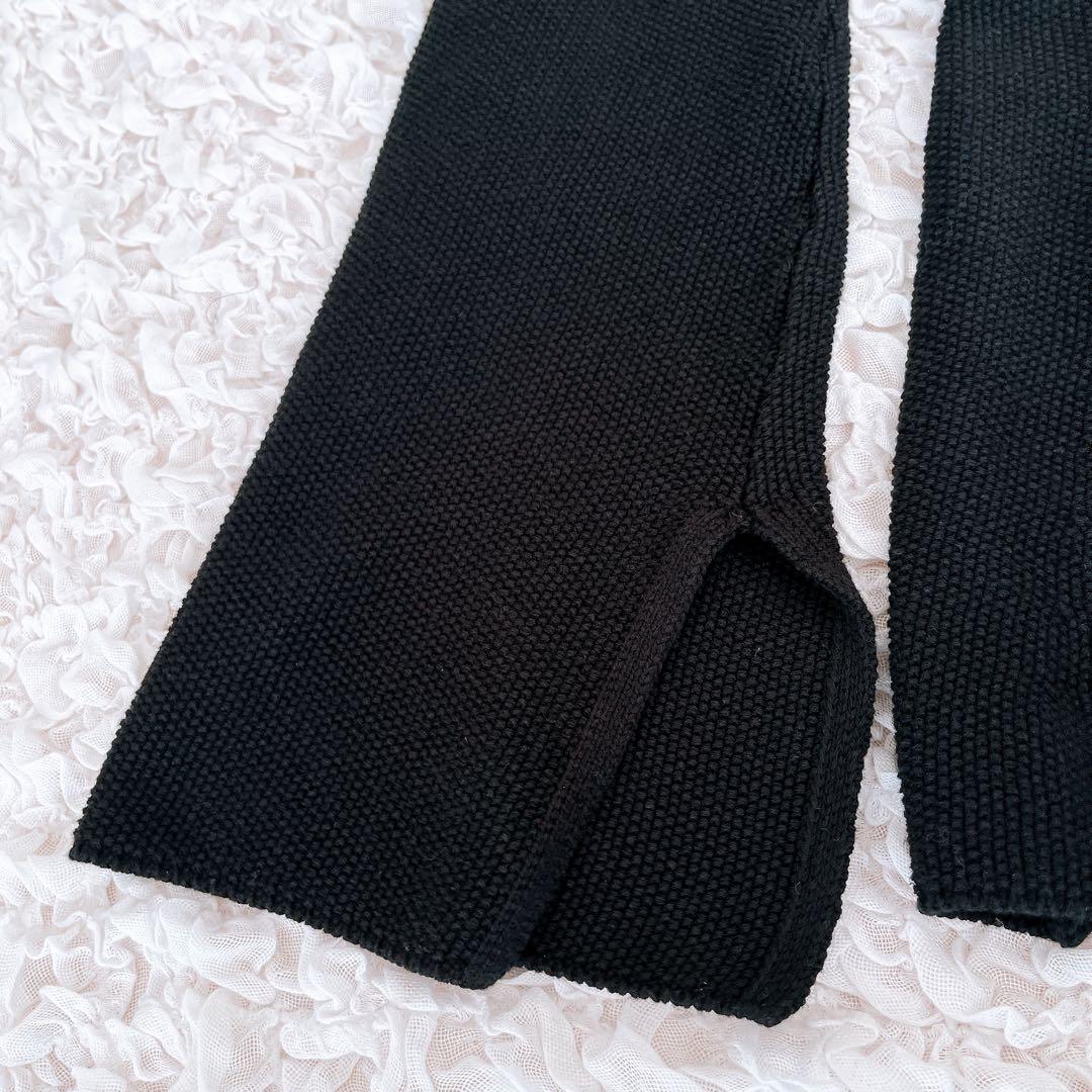 美品 anuans ウエストシェイプペプラムニットジャケット カーディガン 黒