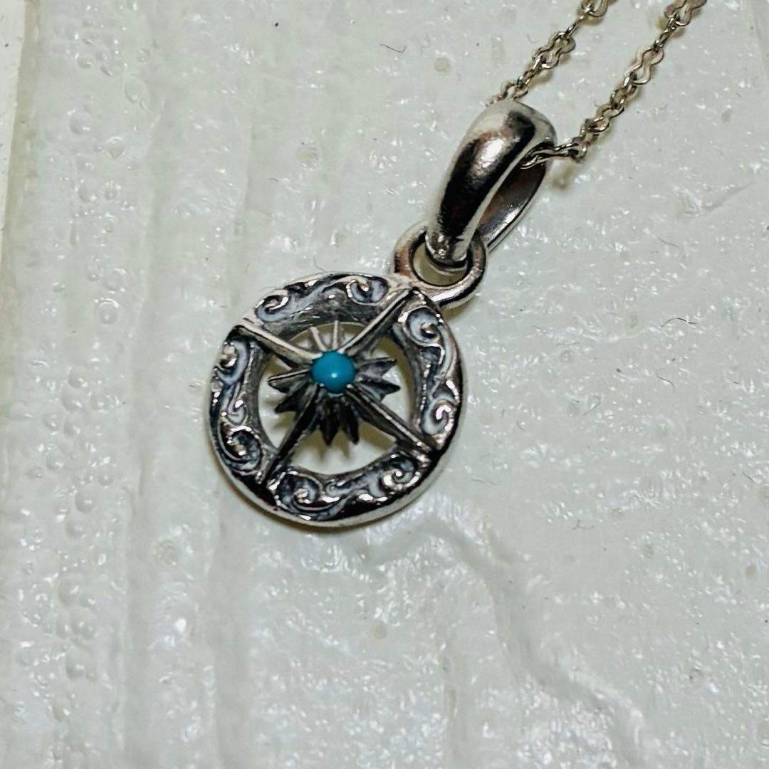 SAAD シルバー ターコイズ サンシンボル アラベスク ラウンド ペンダント