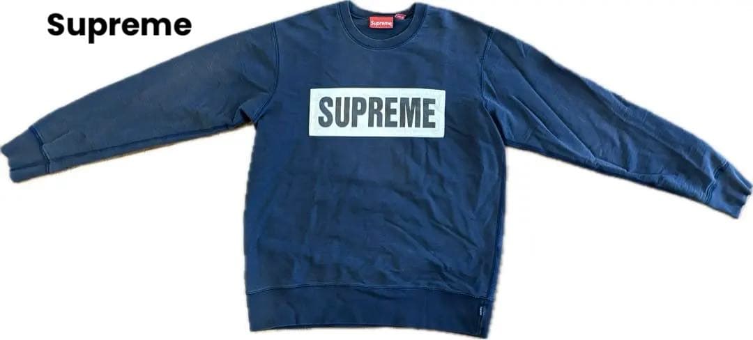 Supreme ネイビー クルーネック トレーナー