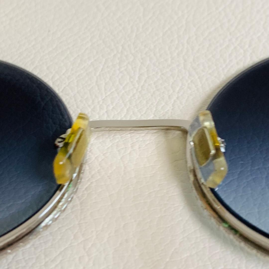 ミュウミュウ サングラス SMU69U べっ甲 柄 ラウンド ラインストーン