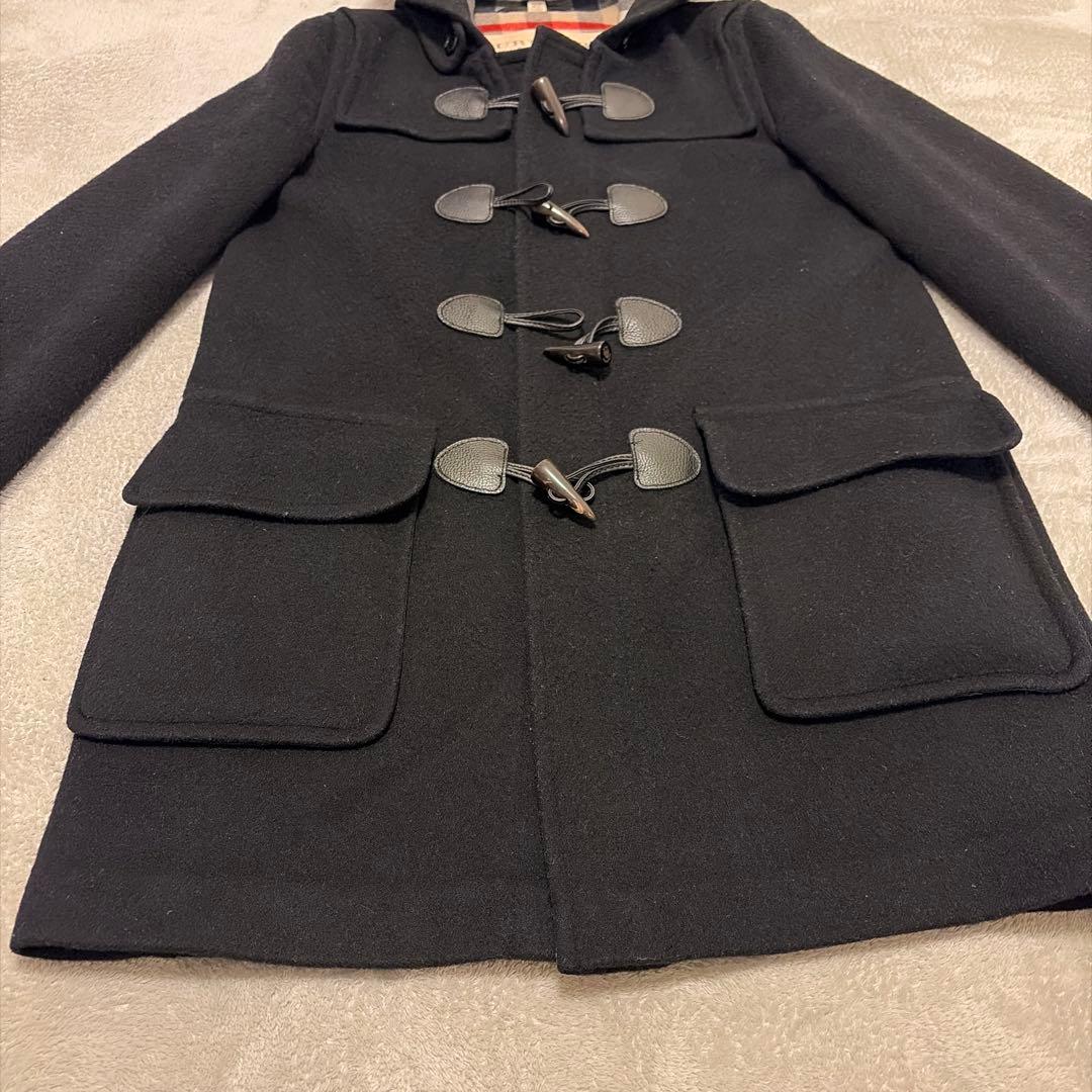 美品　バーバリーブリット　ウールダッフルコート ブラック　ブラウン　チェック