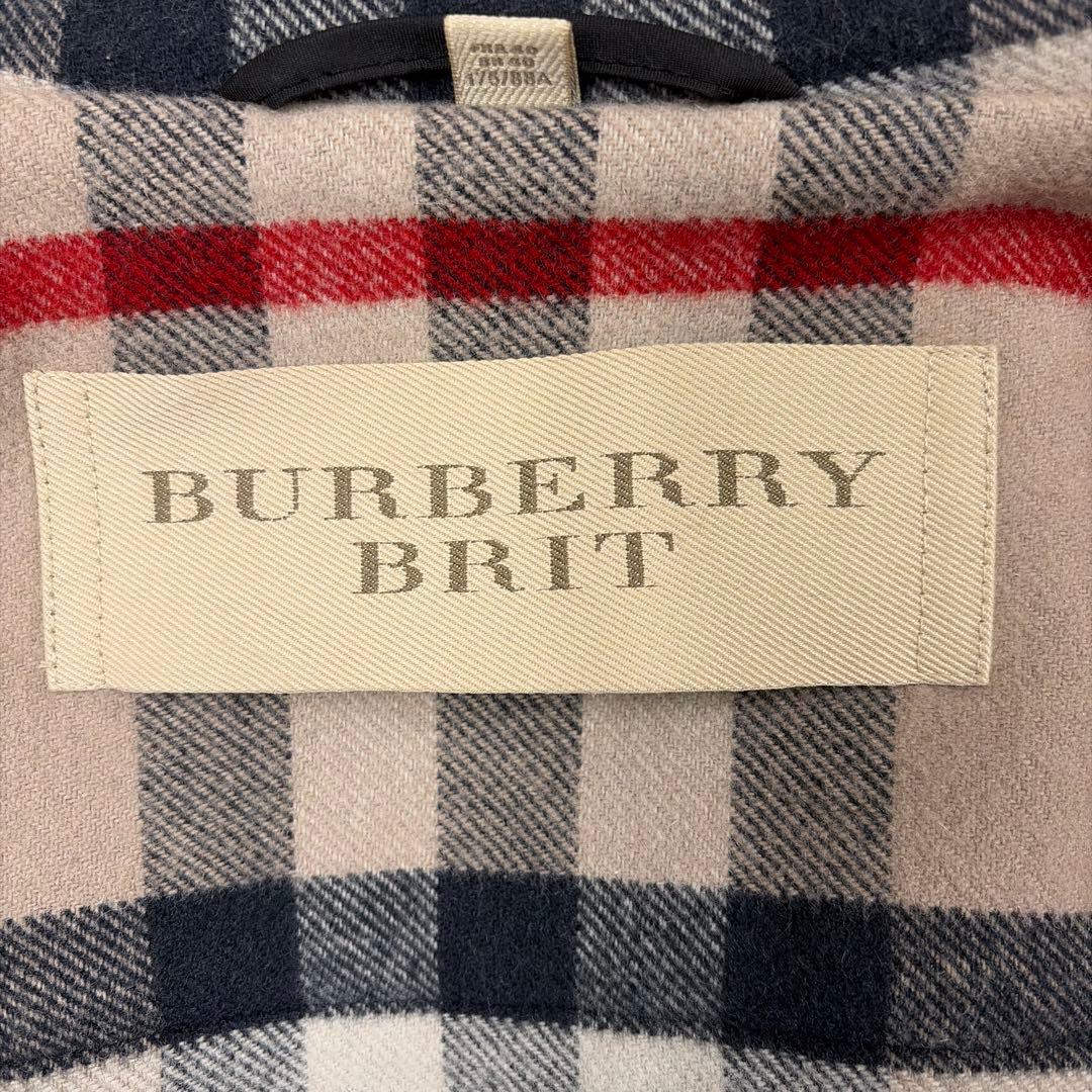 美品　バーバリーブリット　ウールダッフルコート ブラック　ブラウン　チェック