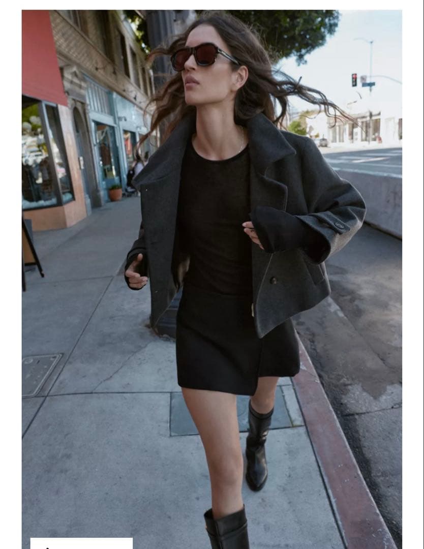 完売品⭐︎ZARA ハイネックショートコート S グレーマール