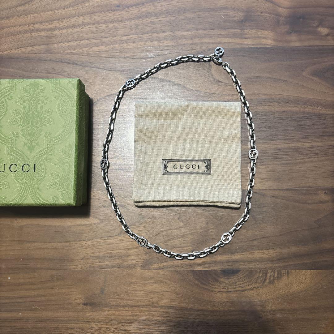 グッチ　インターロッキング　チェーンリンク　ロング　ネックレス　925 60cm