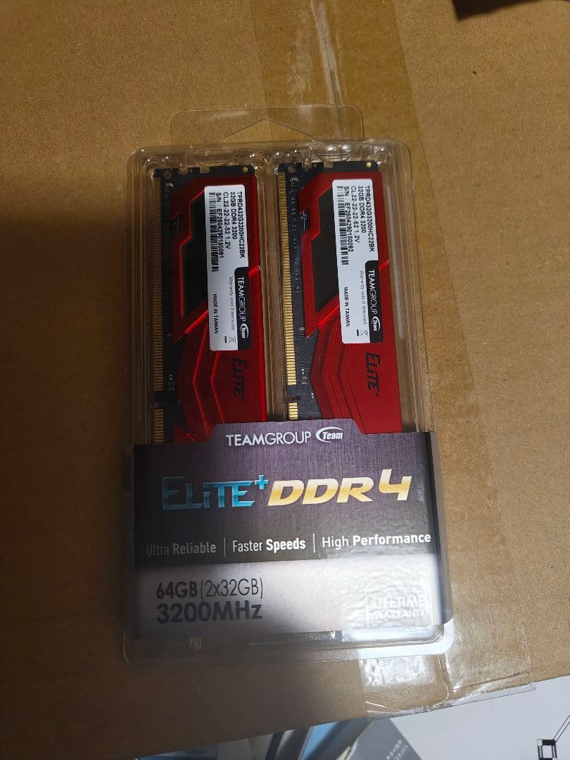 【動作確認済】 Team Elite DDR4 32GB×2 3200Mhz