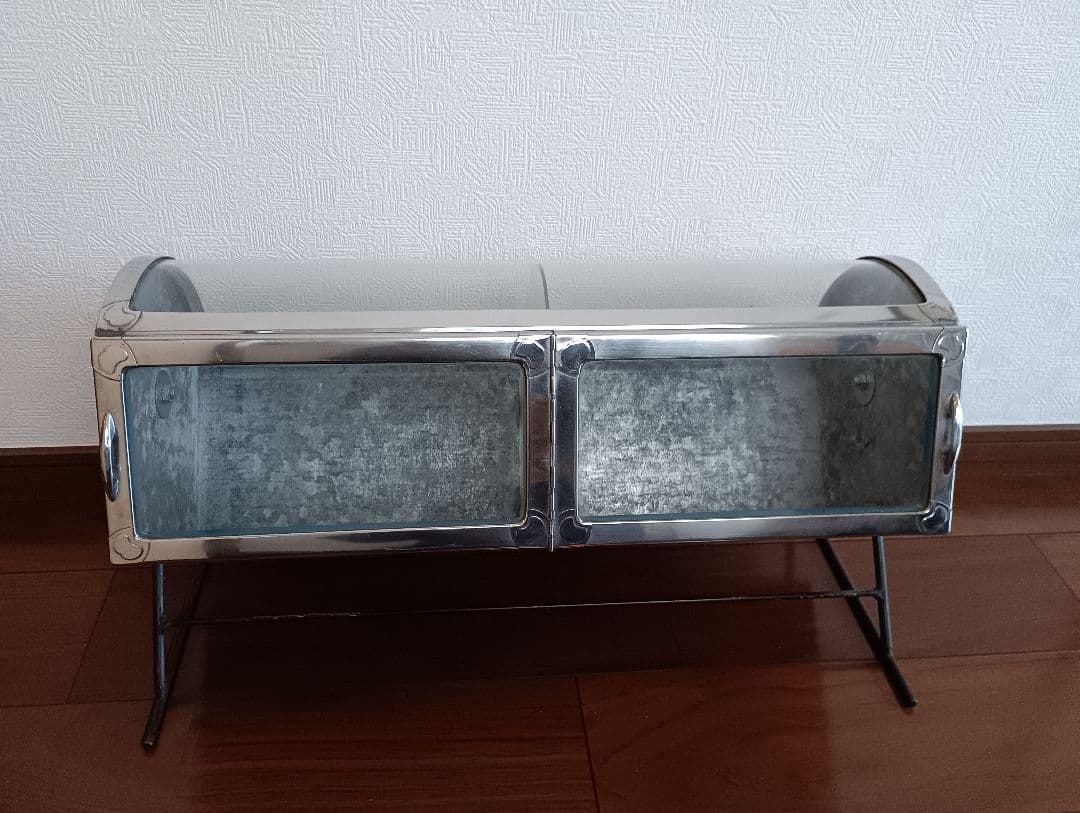 回転式！ブリキ ガラス 蓋付 ディスプレイ 昭和 レトロ [直接引取は割引き]