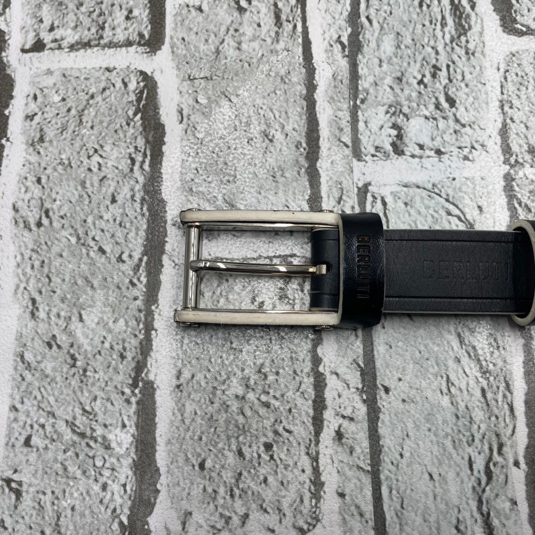 ベルルッティ ベルト レザー ブラック 黒 シルバー金具 90サイズ N1128