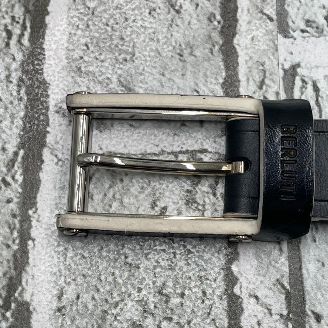 ベルルッティ ベルト レザー ブラック 黒 シルバー金具 90サイズ N1128