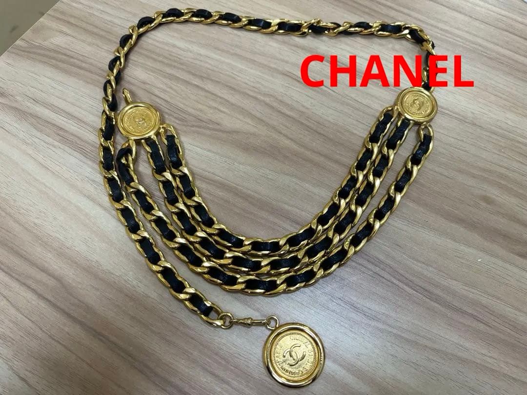 シャネル CHANEL ベルト チェーンベルト ココマーク 3連 ヴィンテージ