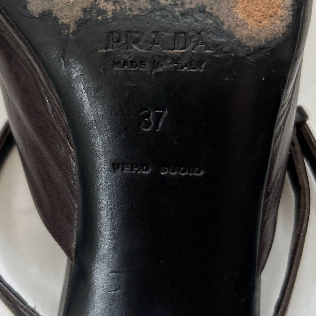 ヴィンテージ PRADA プラダ ミュール 37 24cm位 ハトメ ゴールド