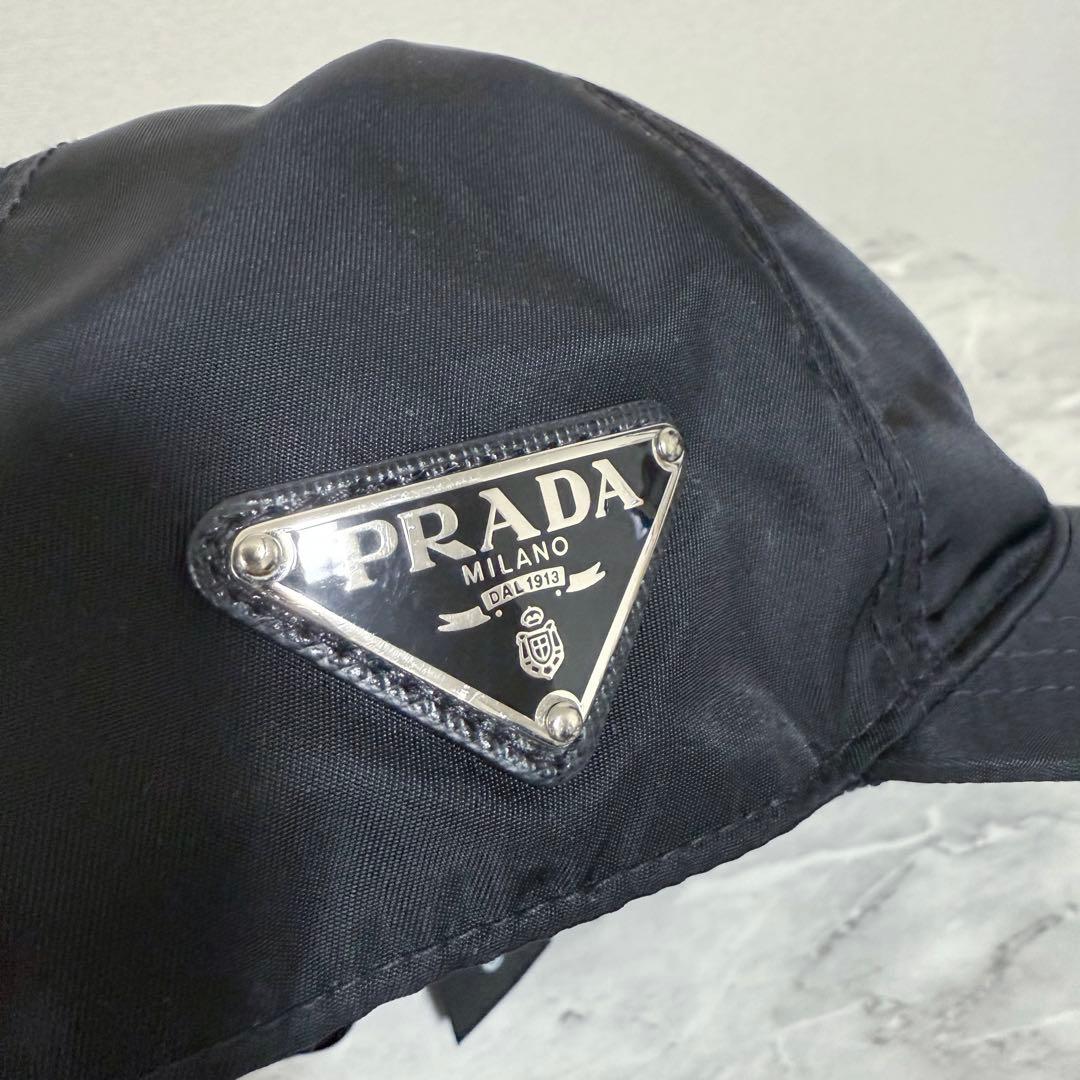 PRADA ナイロンキャップ ロゴ メンズ L