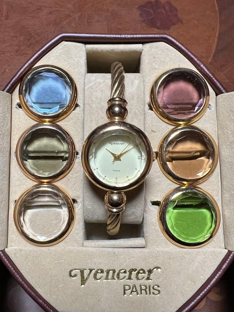 Venerer チェンジベゼル 腕時計 交換レンズ付き K18 ゴールド