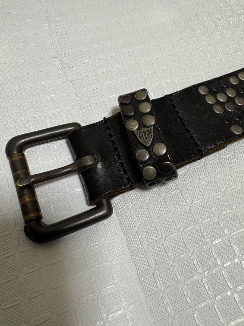 HTC ベルト スタッズ付きブラックレザーベルト