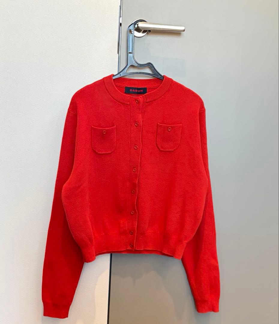 CABaN クルーネックカーディガン　レッド　S