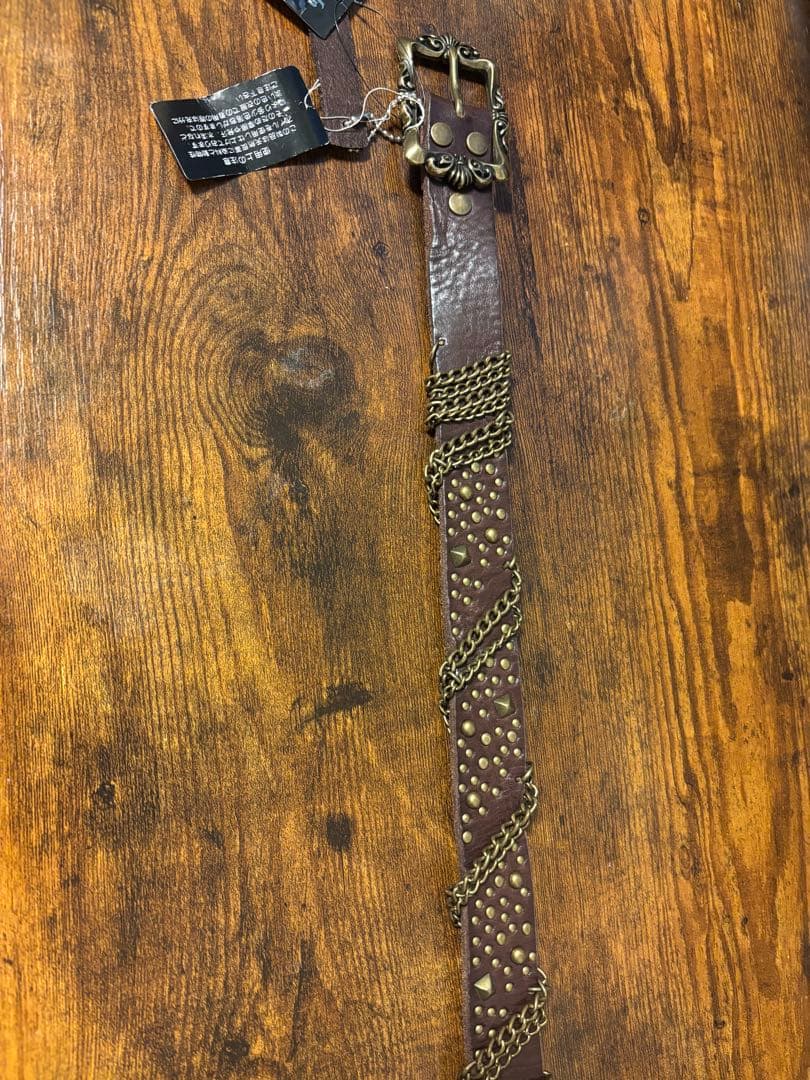 Diablo スタッズチェーンブラウンベルト　タグ付き