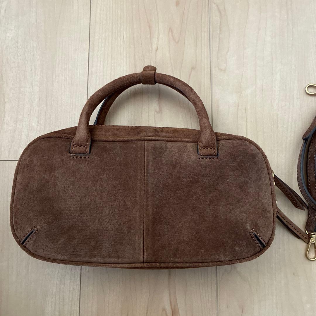 美品　完売品 ZARA　ミニレザーボウリングバッグ ブラウン 本革