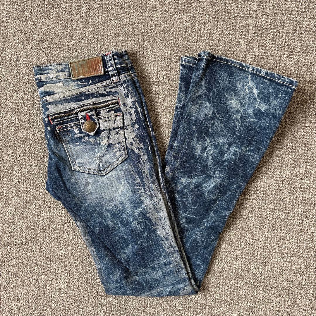 vintage d.i.a ローライズ ブーツカット シルバーラメデニム