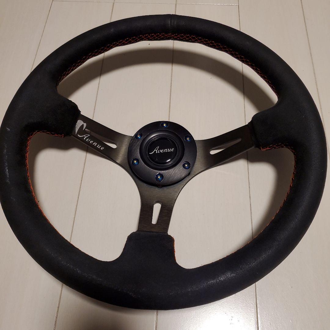 Avenue コンケーブステアリング35パイ バックスキン3スポーク 黒 正規品