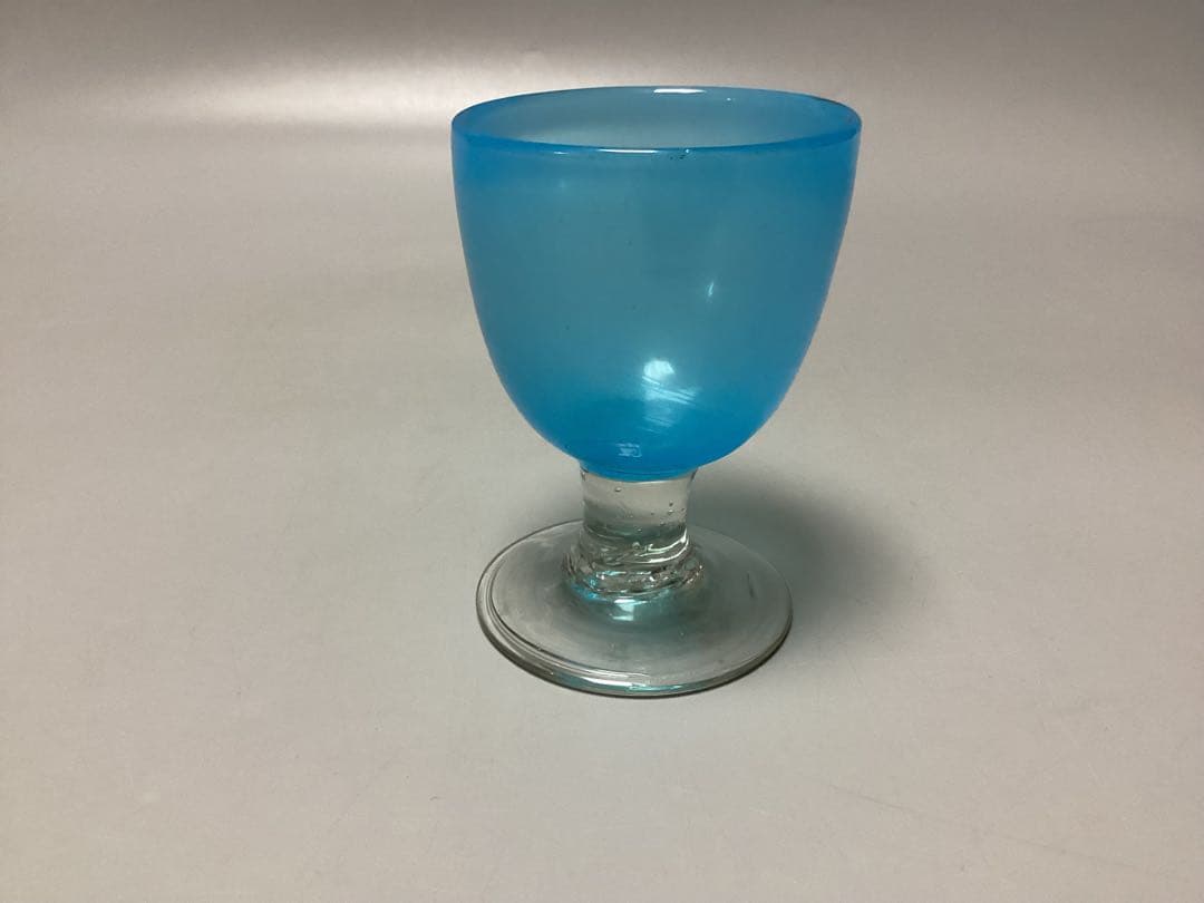すみれ　青ガラス　なつめ形　ウランガラス　氷コップ　(検) 和ガラス