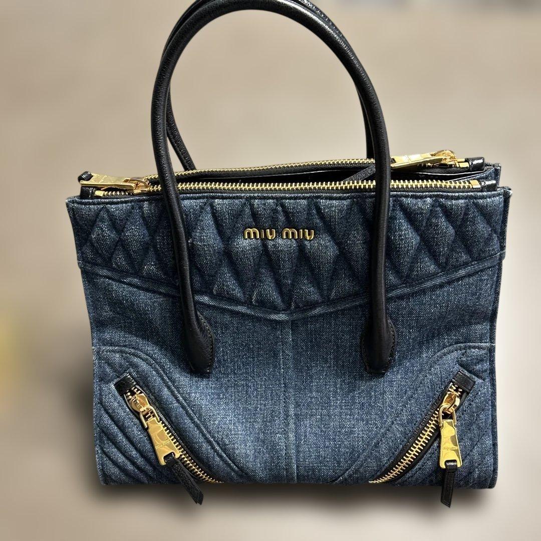 miumiu バイカーデニム　2way ハンドバッグ　＆ショルダー