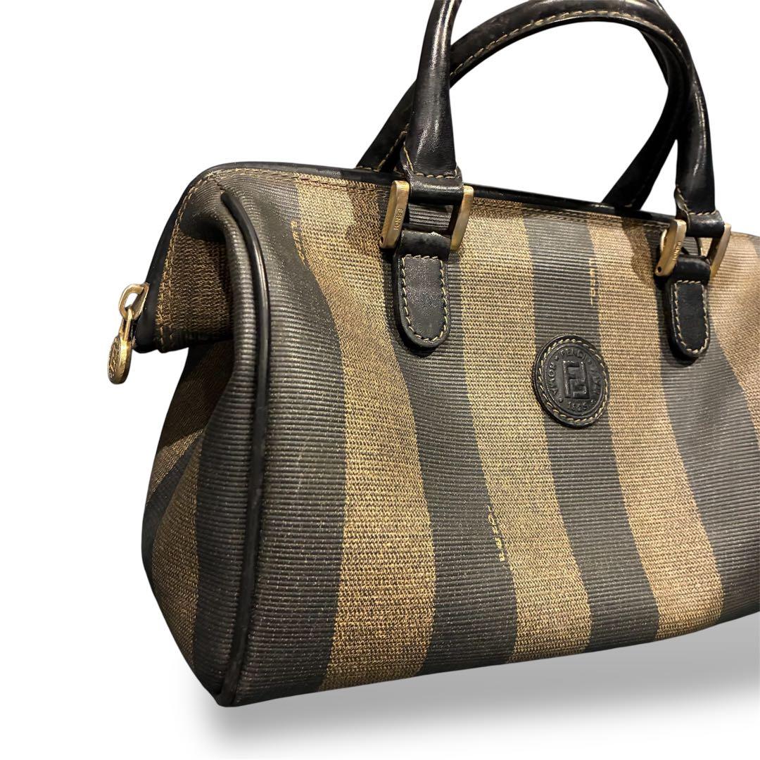 バッグ fendi pequin pattern mini boston bag