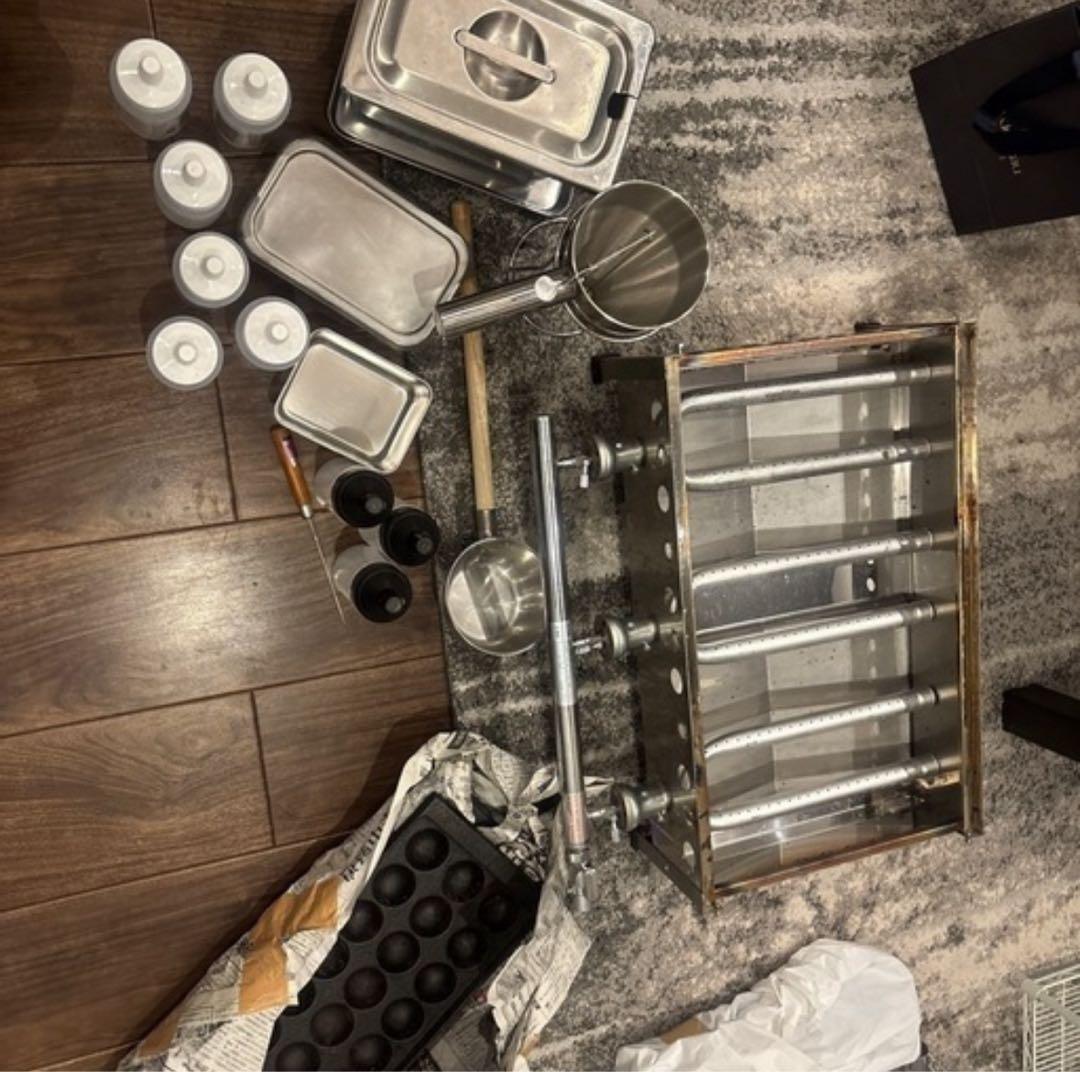 山下金物　焼き台プロパンガス用（たこ焼き鉄板3連付きその他おまけ付きです）