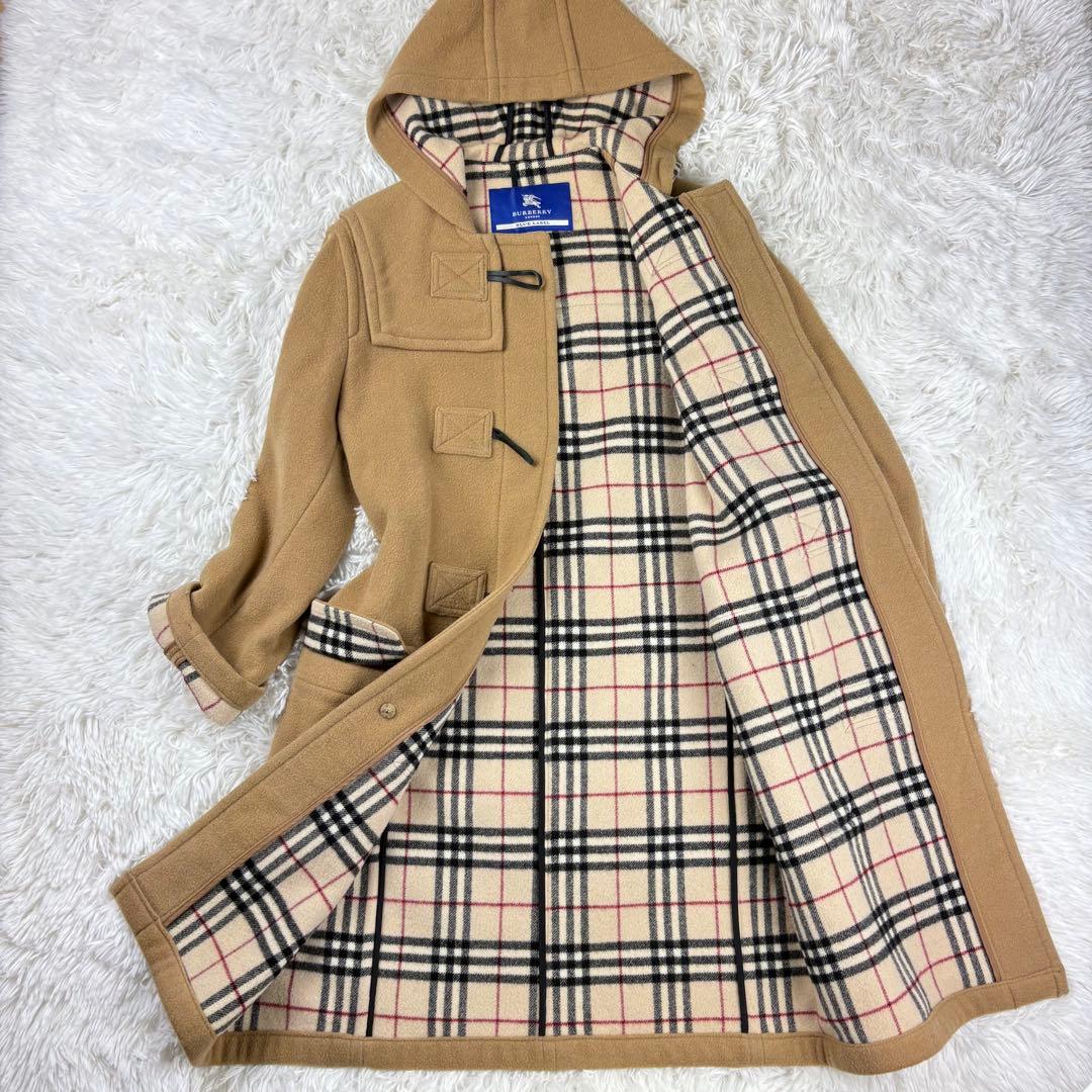 【美品】バーバリーブルーレーベル　ダッフルコート　ノバチェック　ベージュ　38M