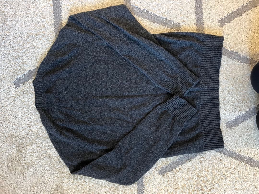 i*a様 プラダ エルボーパッチセーター チャコールグレー 首周り補修有り