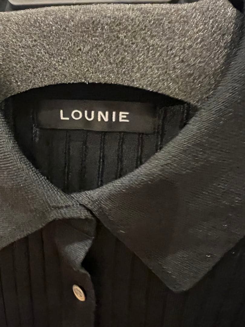 未使用LOUNIE アセテートリブ襟付きリブカーディガン アセテートリブルーニィ