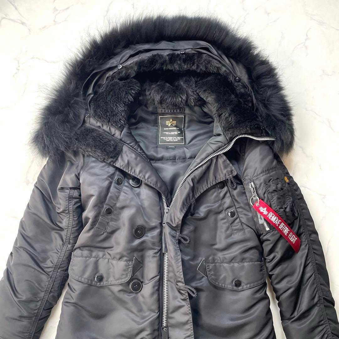 アルファインダストリーズ N-3B ファー ボア ジャケット S ブラック