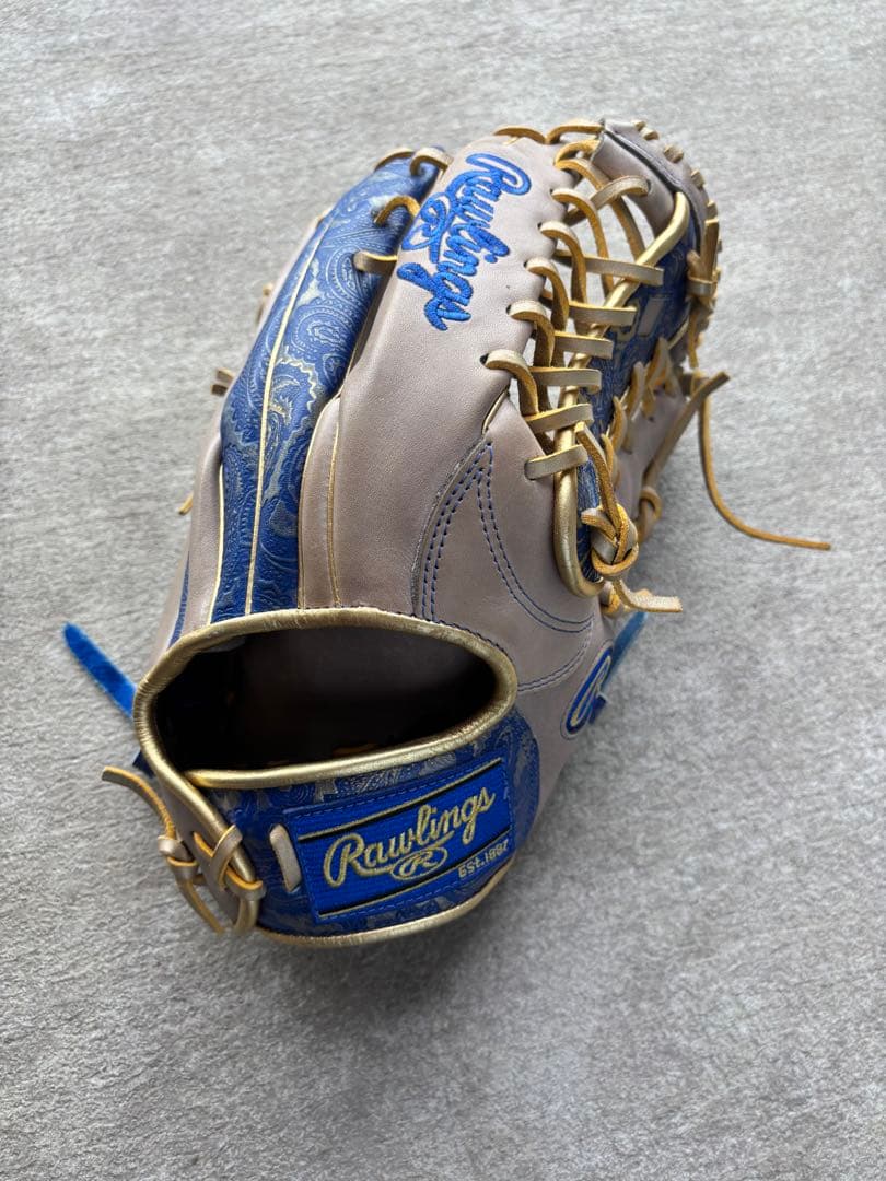 Rawlings 軟式グローブ グレー/青/ゴールド　外野