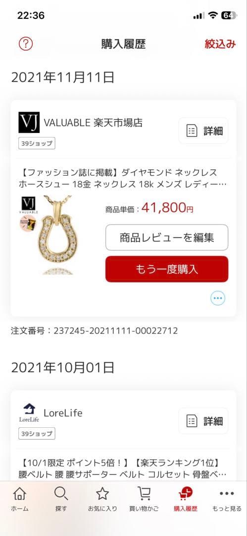 VALUABLE ダイヤモンドネックレス　ホースシュートップ　18k