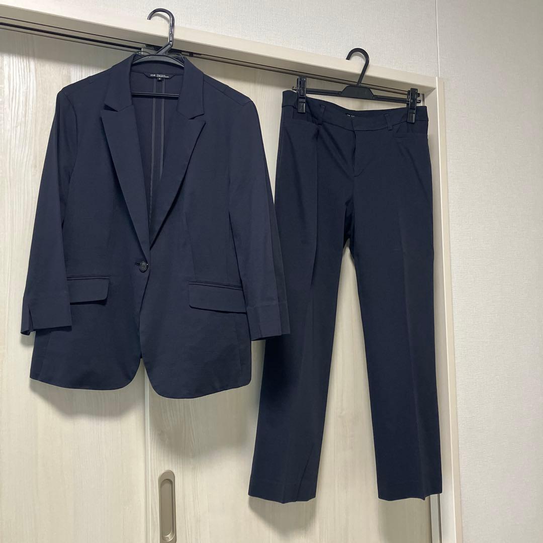 美品　23区　46 大きいサイズ　ネイビーパンツスーツ