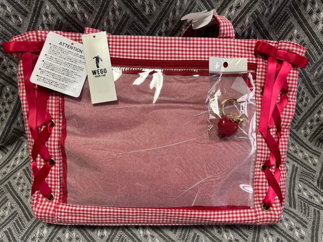「wego」 チェックレースアップ　痛バッグs レッド