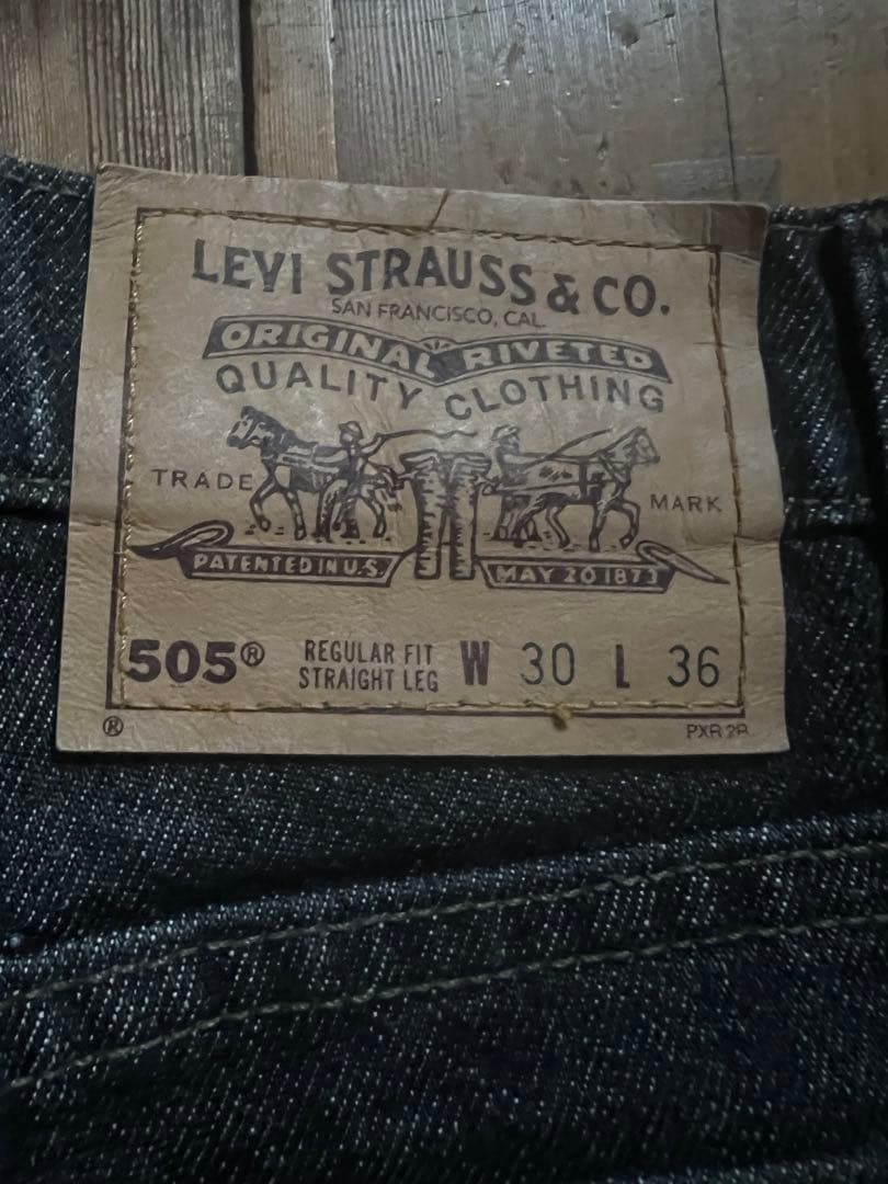 90s levi's 505-0259 先染めブラック　希少鬼ヒゲ　ハチノス