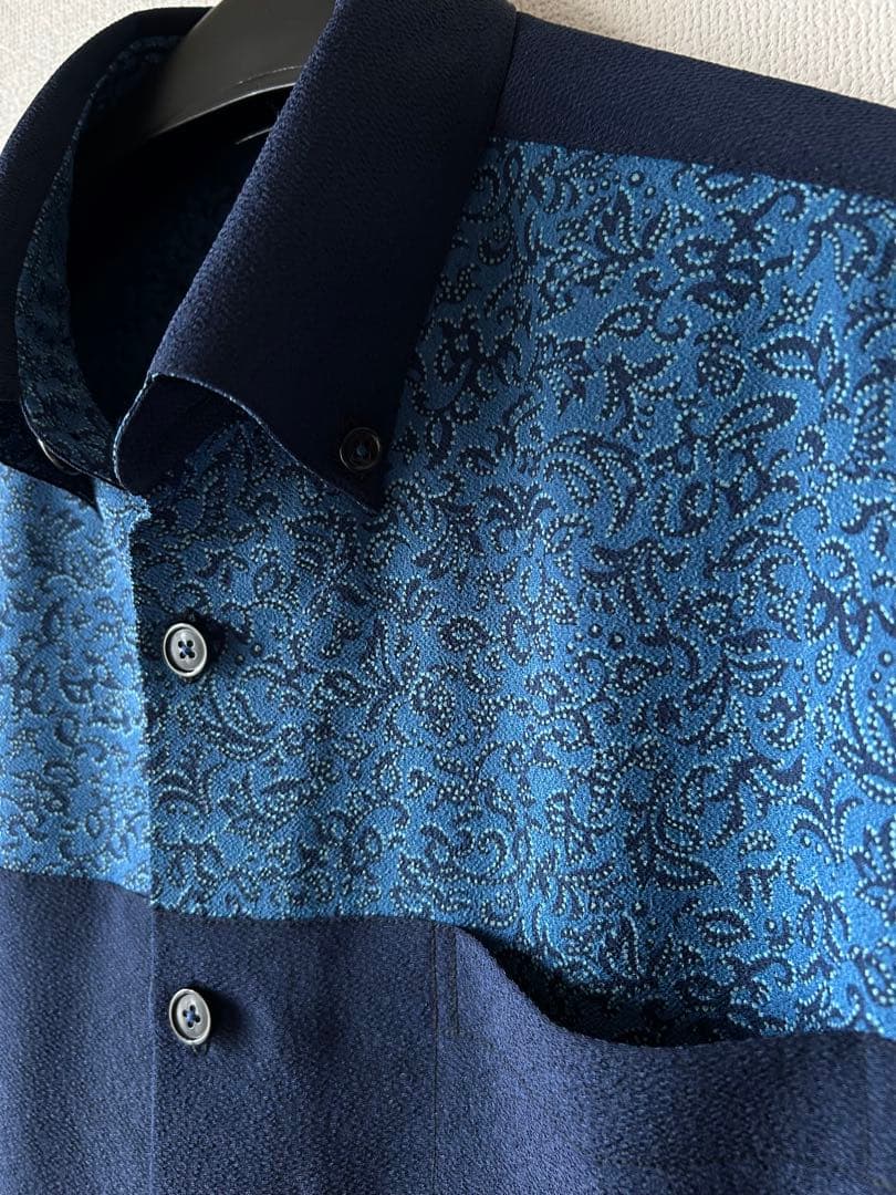 手作りのポリエステル縮緬反物生地メンズかりゆしウェアLLサイズ