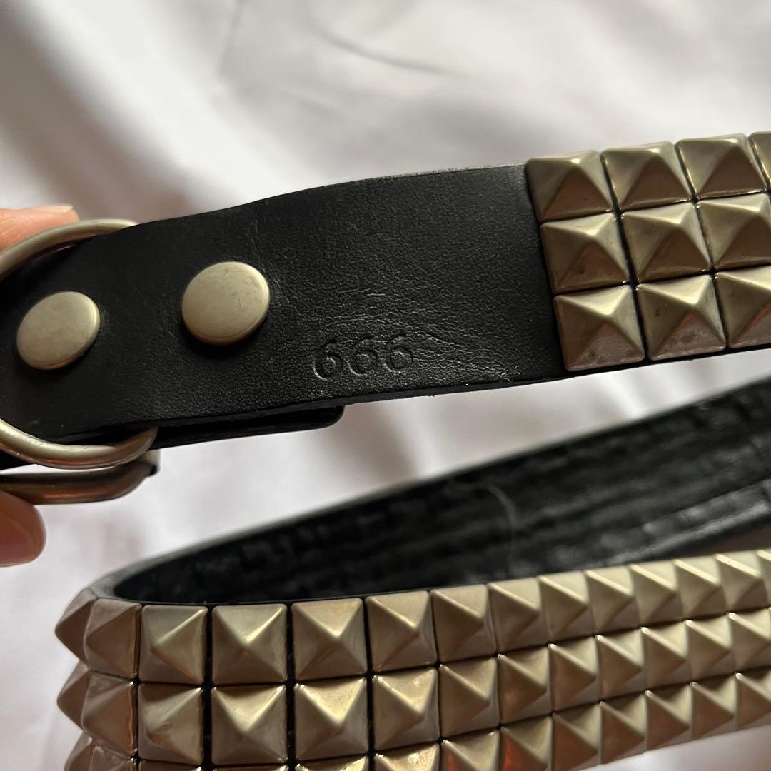 00s y2k 666 スタッズ ベルト 本革 パンク ヴィンテージ アーカイブ