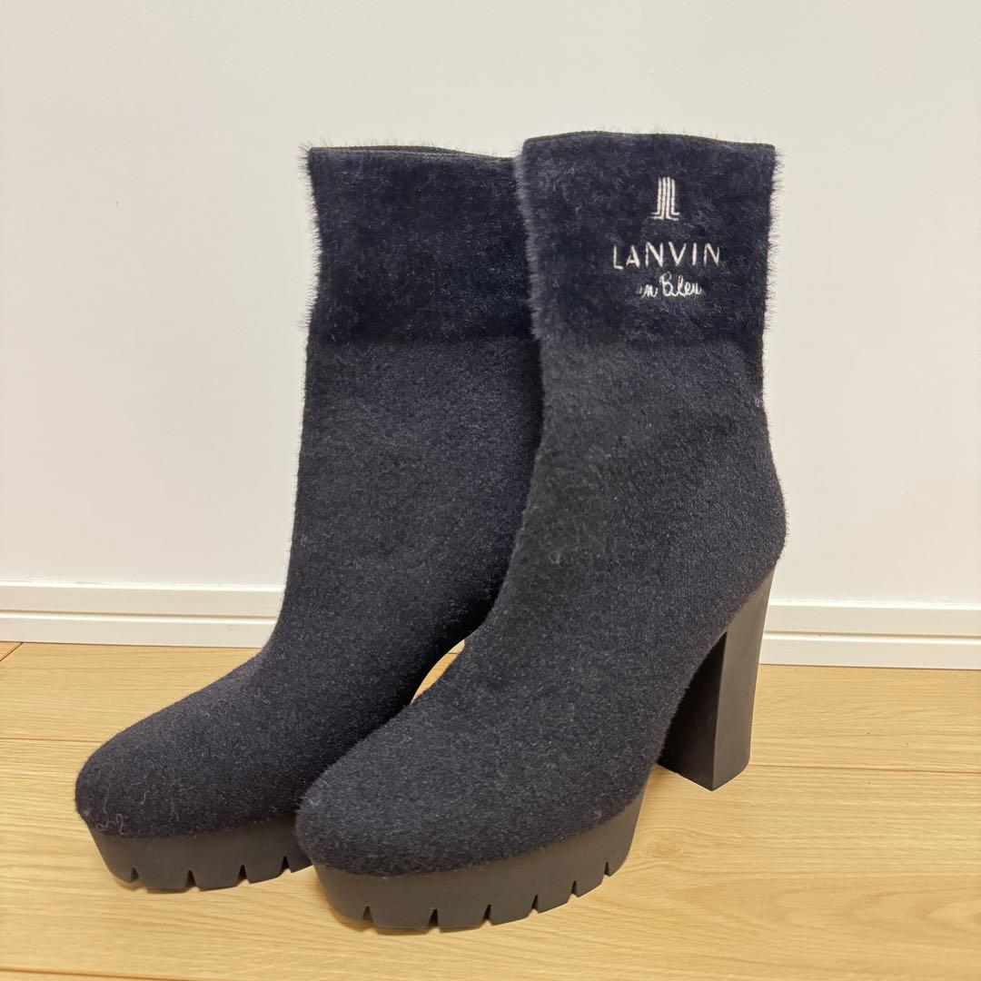 LANVIN ランバン ショートブーツ ブラック 黒 レディース 24.5cm