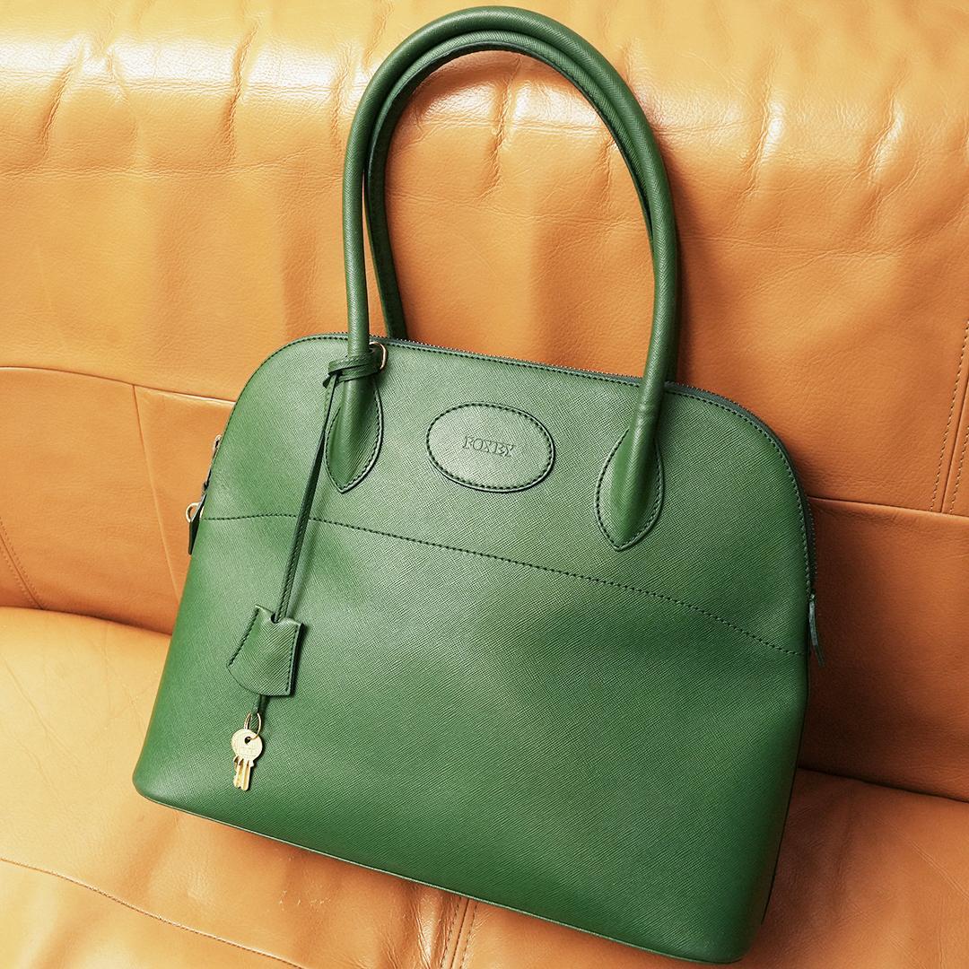 MADE IN ITALY　FOXEY　ハンドバッグ　グリーン　マカロン