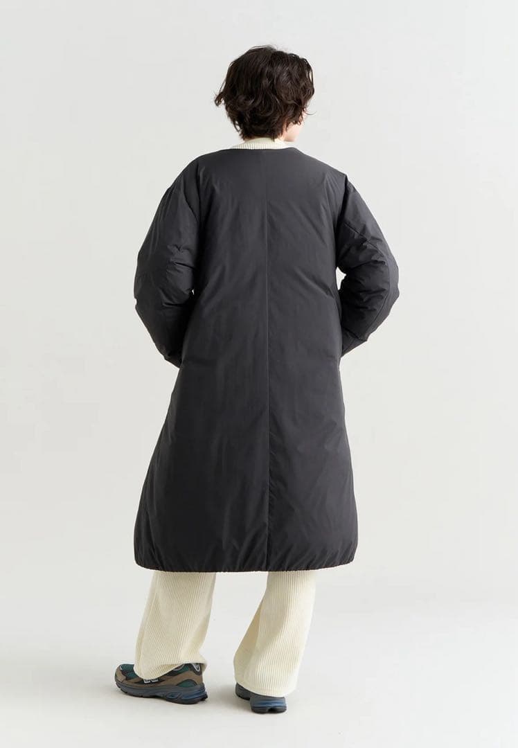 NANGA ノーカラーダウンコート ブラック Lサイズ