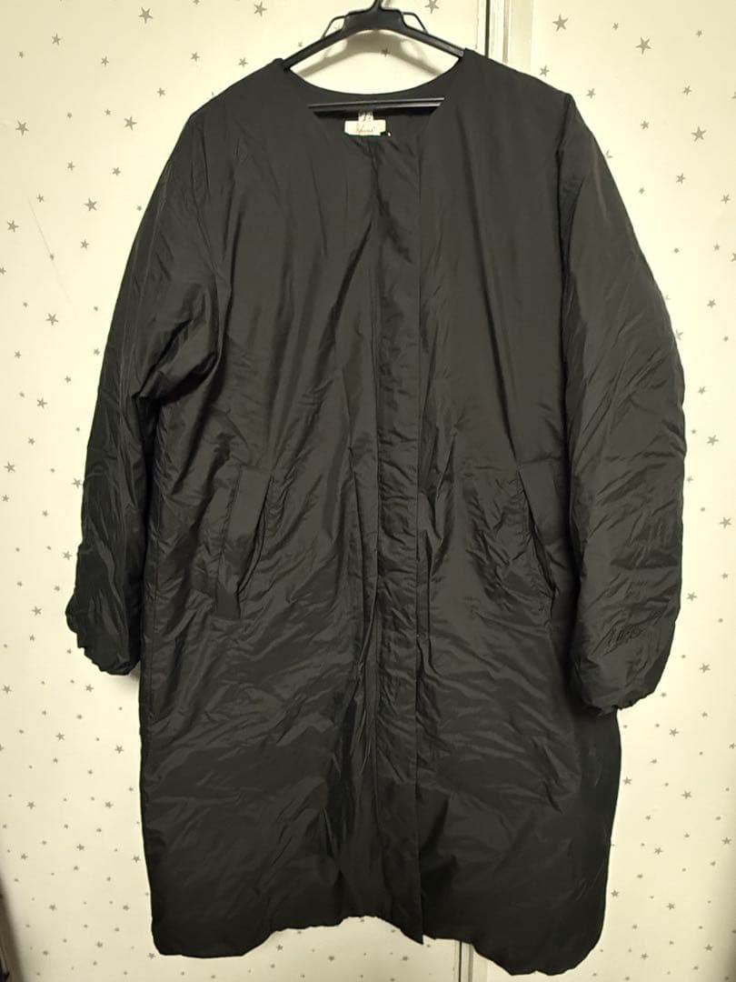 NANGA ノーカラーダウンコート ブラック Lサイズ