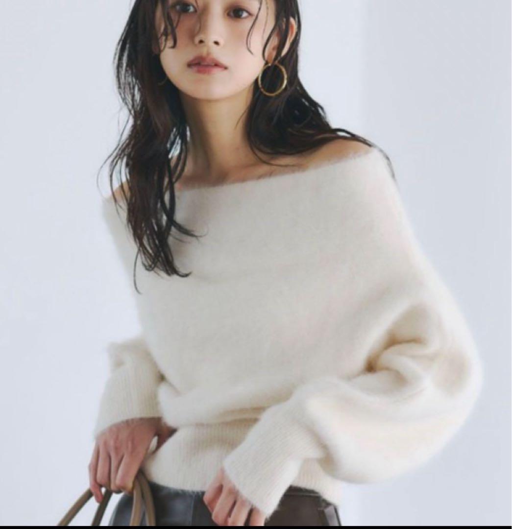 アニュアンス　ラクーンフォックスオフショルニットプルオーバー