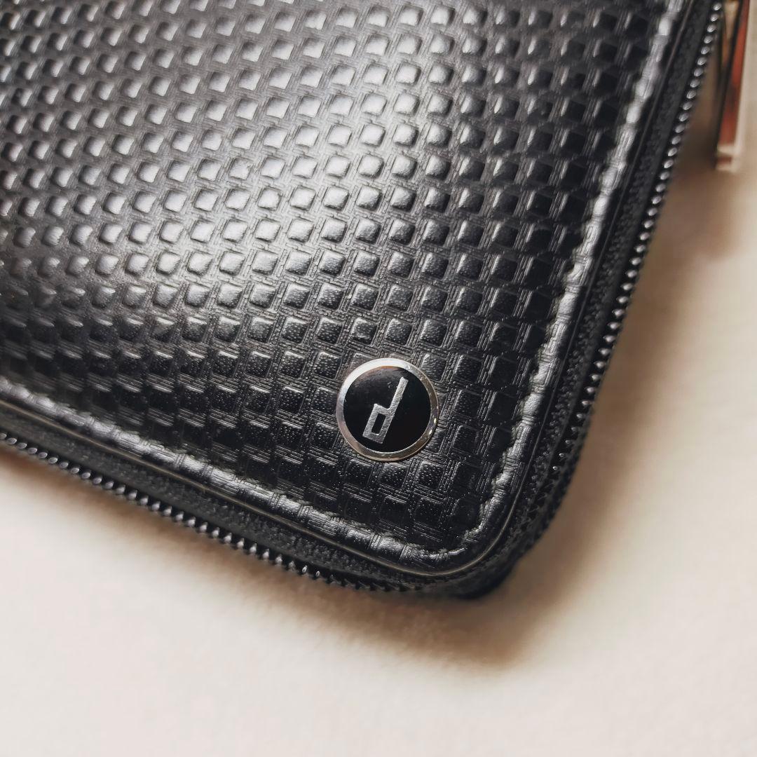 美品 ダンヒル レザー ラウンドファスナー オーガナイザー 財布 ブラック