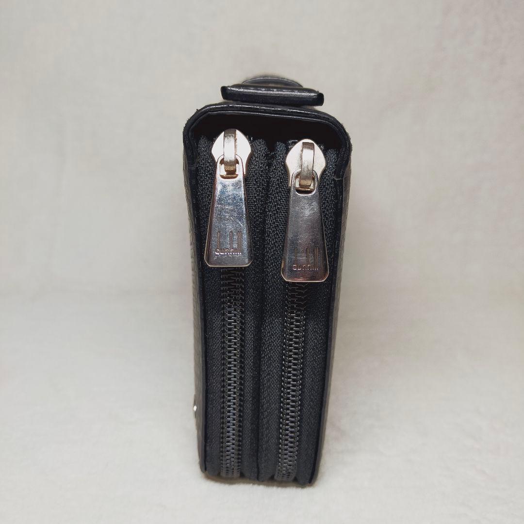 美品 ダンヒル レザー ラウンドファスナー オーガナイザー 財布 ブラック